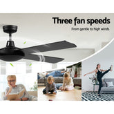 Devanti 52'' Ceiling Fan AC Motor 4 Blades w/Remote - Black
